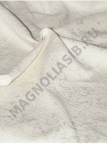Жаккард плотный белый с рисунком 150 см