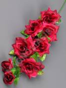 Ветка роз 6 цветков и 2 бутона 54 см(крас, мал,борд,бел,сир)