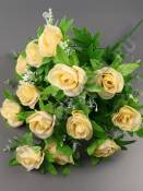 Букет роз на листе 14гр 52см (бел св-жёл оран мал крас фиол) 