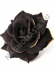 ***Роза черная с золотом бархат 5сл 15.5см/К 