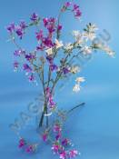 Ветка орхидей  с напылением пластм тройная 60 см(бел, сир, фиол)